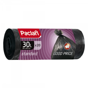 30л, ПНД, 20шт, рулон, черные, 7,3мкм, 50*60см пакеты д/мусора STANDARD 1/80