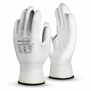 Перчатки нейлоновые МИКРОПОЛ TPU-13  размер 7-S с покрыт. полиуретан, белые 1/12  1/120