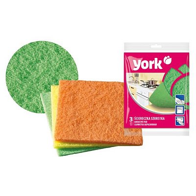 YORK губки абразивные 3шт, 13*14см 1/88 1/100