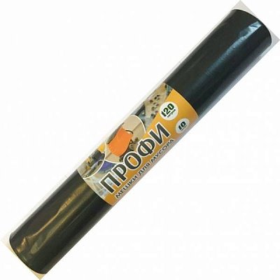 120л, ПВД, 10шт, рулон, черные, 55мкм, 70*108см пакеты д/мусора ПРОФИ 1/20
