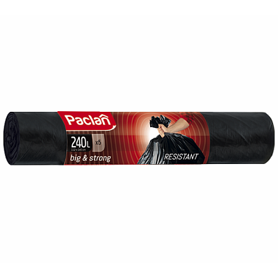240л, ПВД, 20шт, рулон, черные, 40мкм, 90*140см пакеты д/мусора BIG STRONG 1/6