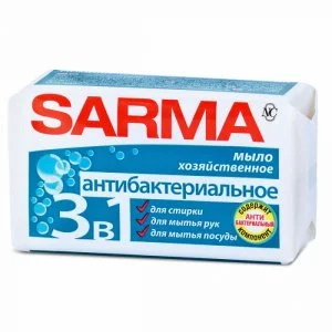 САРМА мыло хоз. 140г АНТИБАКТЕРИАЛЬНОЕ 3в1 1/4/48