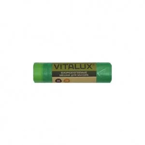30л, ПНД, 20шт, рулон, зеленые, 14мкм, 20шт пакеты д/мусора биоразлаг. VITALUX BIO с завязками1/40