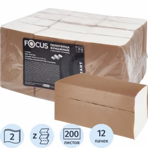 ФОКУС SMART  пол. бум. бел. 2сл, 200л, Z-сл, 20*24см в п/э 12/1